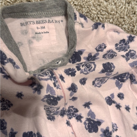 Burt’s Bees Baby Organic Floral Footed Sleeper Pajamas - Size 0-3 Months - Picture 5 of 7